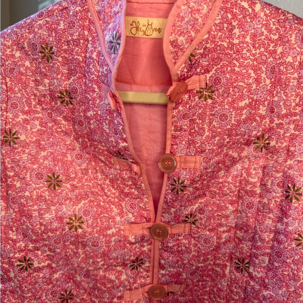 Pink Floral Women's Quilted Jacket - Picture 4 of 5